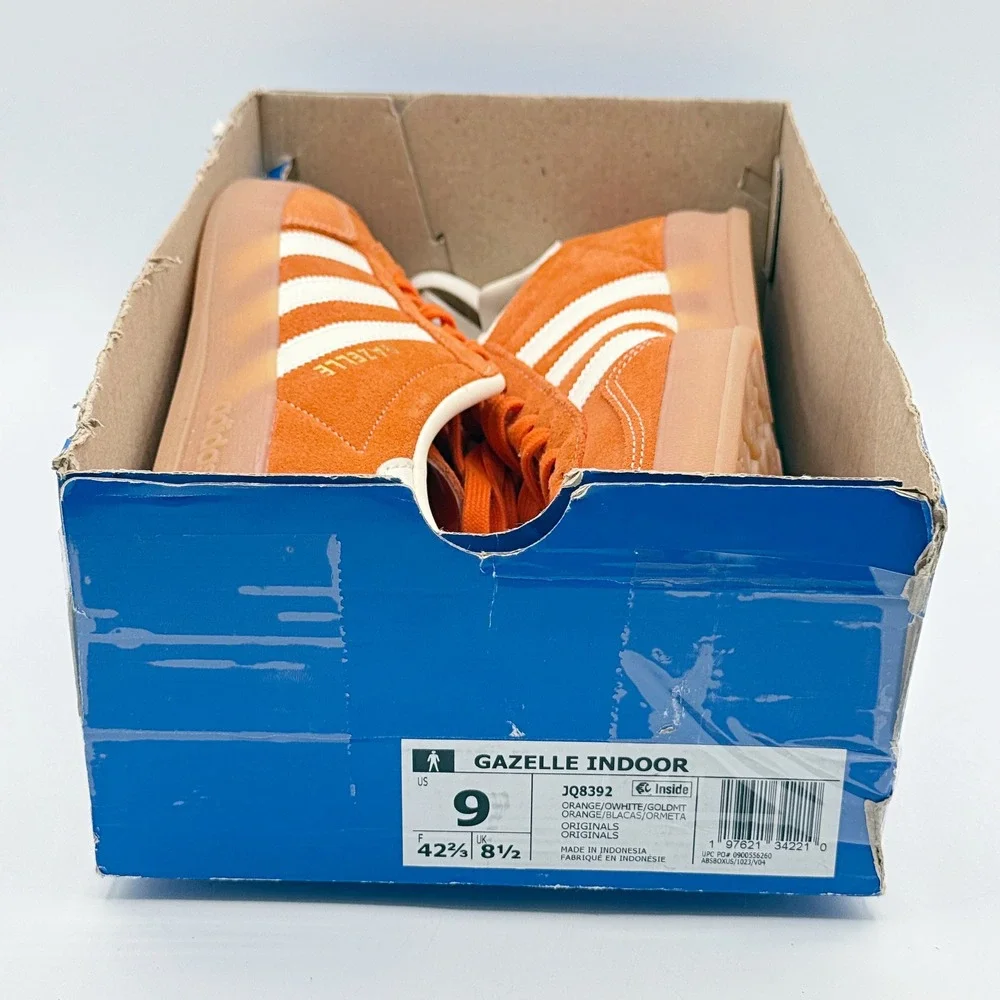 Adidas Gazelle Indoor Size 9 Mens 'Orange Off White Gum' JQ8392